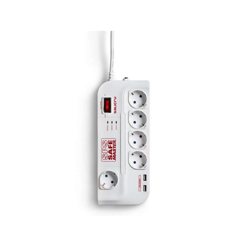 Presa Multipresa Salicru SPS SAFE Master Protezioni Elettriche Attive di Ultima Generazione - 5 Prese Schuko - Colore Bianco Presa Multipresa Salicru SPS SAFE Master Protezioni Elettriche Attive di Ultima Generazione - 5 Prese Schuko - Colore Bianco