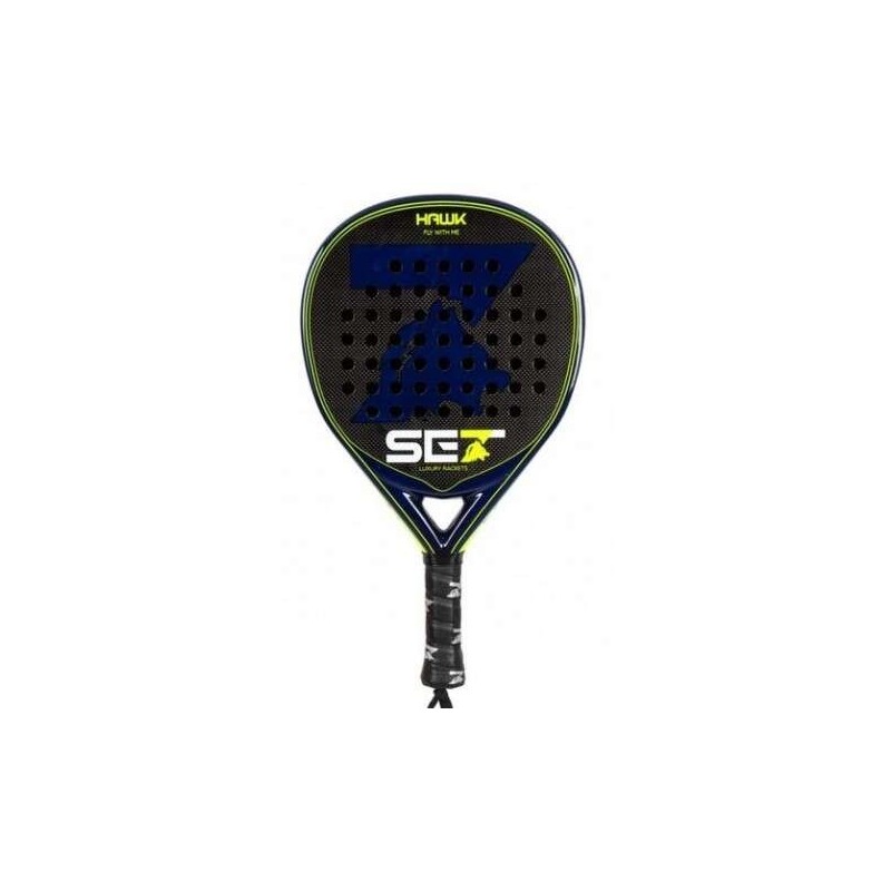 Set Hawk Pala de Padel - Forma Lagrima - Marco 100% Carbono - Cara 100% Carbono 3K - Nucleo Goma Black Eva Soft Ultra