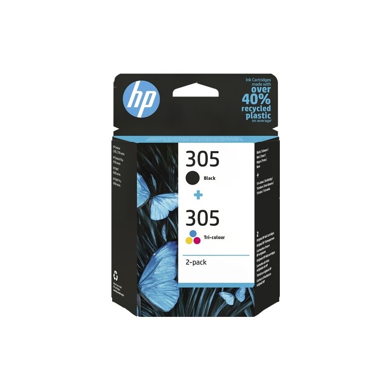 Confezione da 2 cartucce d'inchiostro originali HP 305 nero + colore - 6ZD17AE Confezione da 2 cartucce d'inchiostro originali HP 305 nero + colore - 6ZD17AE