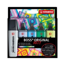 Stabilo Boss Original Arty Confezione da 5 Pennarelli Fluorescenti Colori Freddi - Linea tra 2 e 5 mm - Inchiostro a base acqua