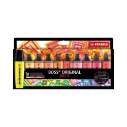 Stabilo Boss Original Arty Pack de 10 Marcadores Fluorescentes Colores Calidos - Trazo entre 2 y 5mm - Tinta con Base de Agua
