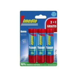 Imedio Pack de 3 Barras de Pegamento de 21grs - Sin Disolventes - Lavable - Apto para Uso Escolar