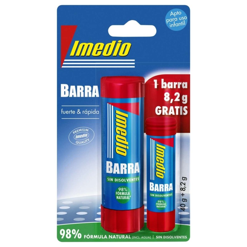 Imedio Pack de 2 Barras de Pegamento de 1x 40grs + 1x 8.2grs - Sin Disolventes - Lavable - Apto para Uso Escolar Imedio Pack de 2 Barras de Pegamento de 1x 40grs + 1x 8.2grs - Sin Disolventes - Lavable - Apto para Uso Escolar