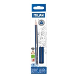 Confezione da 12 matite di grafite triangolari Milan - Mina 2B da 2,4 mm - Resistenti alla rottura - Consigliate per il disegno 