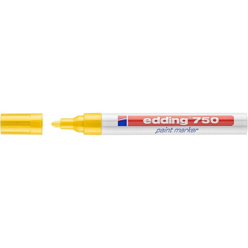 Pennarello Indelebile Edding 750 - Punta Tonda - Linea tra 2 e 4 mm. - Inchiostro opaco - Asciugatura rapida - Colore giallo 10p Pennarello Indelebile Edding 750 - Punta Tonda - Linea tra 2 e 4 mm. - Inchiostro opaco - Asciugatura rapida - Colore giallo 10p