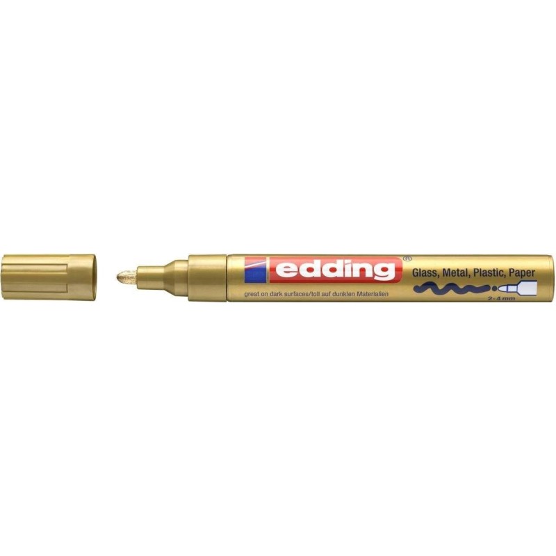 Edding 750 Rotulador Permanente - Punta Redonda - Trazo entre 2 y 4 mm. - Tinta Opaca - Secado Rapido - Color Oro Edding 750 Rotulador Permanente - Punta Redonda - Trazo entre 2 y 4 mm. - Tinta Opaca - Secado Rapido - Color Oro