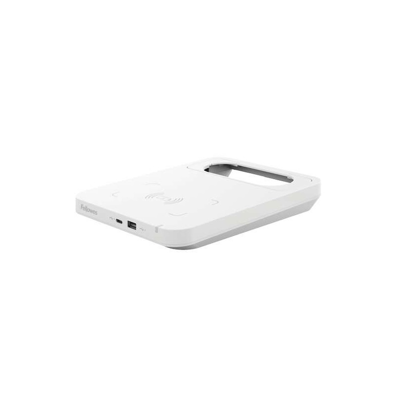 Caricabatterie Wireless Fellowes Stem - 2 Porte USB - Ricarica Rapida - Colore Bianco Caricabatterie Wireless Fellowes Stem - 2 Porte USB - Ricarica Rapida - Colore Bianco