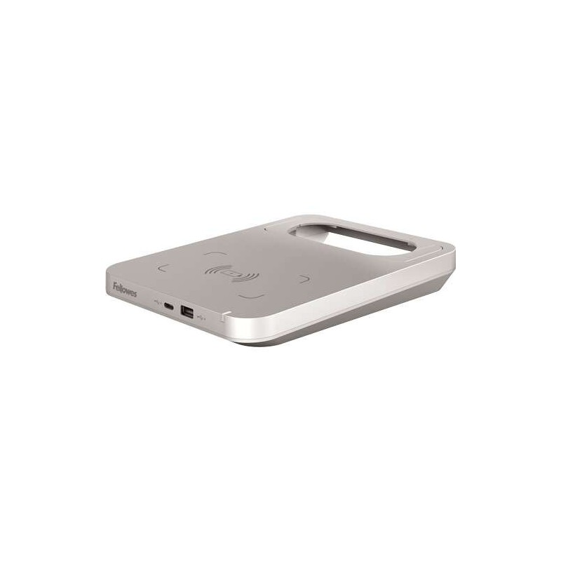 Fellowes Tallo Cargador Inalambrico - 2 Puertos USB - Carga Rapida - Color Plata Fellowes Tallo Cargador Inalambrico - 2 Puertos USB - Carga Rapida - Color Plata