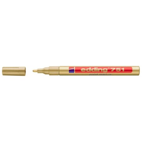 Edding 751 Pennarello Indelebile - Punta Tonda - Linea tra 1 e 2 mm. - Inchiostro opaco - Asciugatura rapida - Colore oro 10pz 1