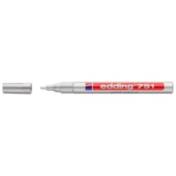 Edding 751 Rotulador Permanente - Punta Redonda - Trazo entre 1 y 2 mm. - Tinta Opaca - Secado Rapido - Color Plata