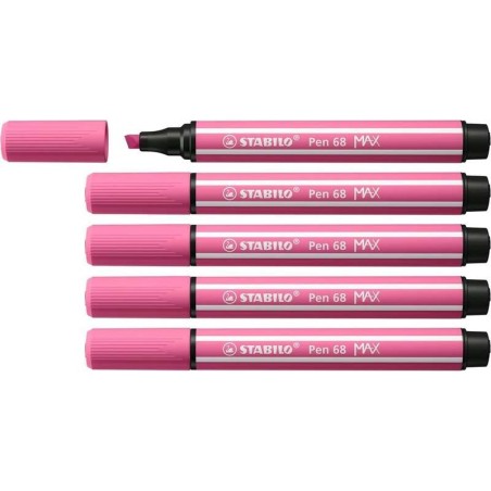 Pennarello Stabilo Pen 68 MAX - Punta in fibra smussata - Tratto tra 1 e 5 mm circa. - Inchiostro a base d'acqua - Colore eliotr