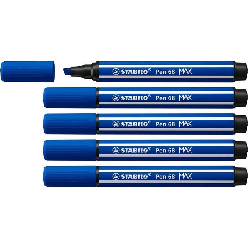 Stabilo Pen 68 MAX Rotulador - Punta de Fibra Biselada - Trazo entre 1-5mm aprox. - Tinta a Base de Agua - Color Azul Marino Stabilo Pen 68 MAX Rotulador - Punta de Fibra Biselada - Trazo entre 1-5mm aprox. - Tinta a Base de Agua - Color Azul Marino
