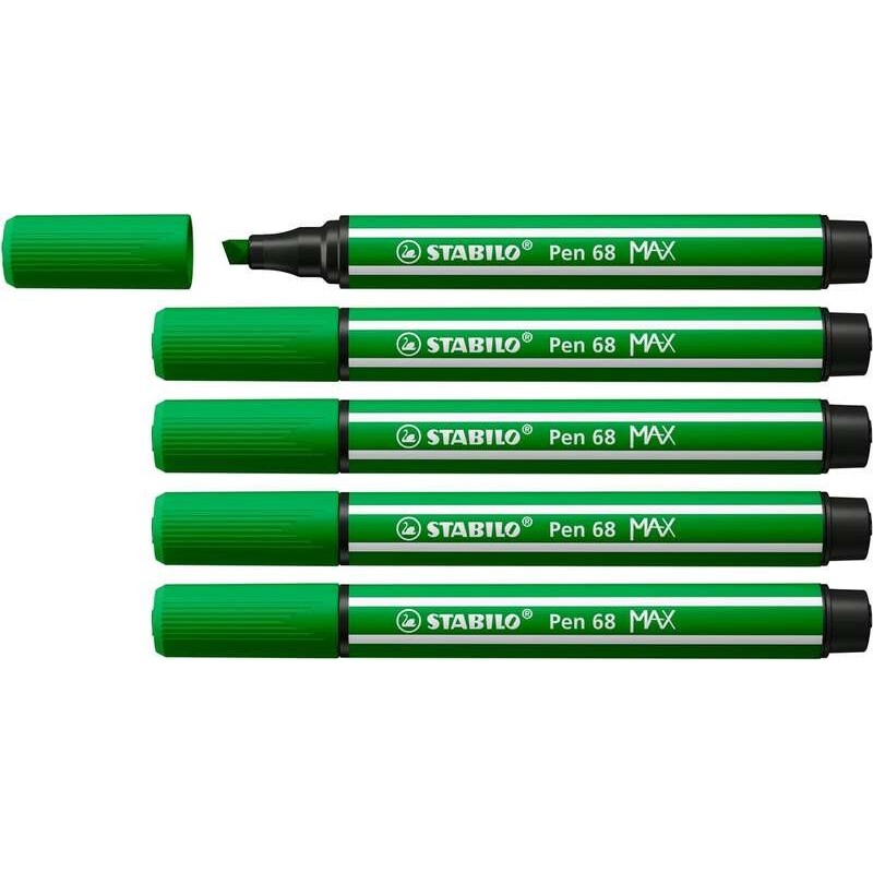 Stabilo Pen 68 MAX Rotulador - Punta de Fibra Biselada - Trazo entre 1-5mm aprox. - Tinta a Base de Agua - Color Verde Stabilo Pen 68 MAX Rotulador - Punta de Fibra Biselada - Trazo entre 1-5mm aprox. - Tinta a Base de Agua - Color Verde