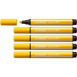 Pennarello Stabilo Pen 68 MAX - Punta in fibra smussata - Tratto tra 1 e 5 mm circa. - Inchiostro a base d'acqua - Colore giallo