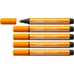 Pennarello Stabilo Pen 68 MAX - Punta in fibra smussata - Tratto tra 1 e 5 mm circa. - Inchiostro a base d'acqua - Colore aranci
