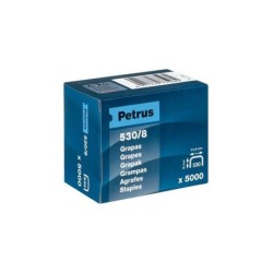Petrus Caja de 5000 Grapas 530/8 Cobreadas para Clavadora - Patilla de 8mm