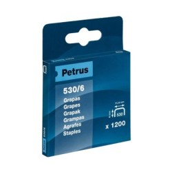 Petrus Caja de 1200 Grapas 530/6 Cobreadas para Clavadora - Patilla de 6mm