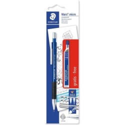 Staedtler Mars Micro Confezione da 1 Portamine 0,7 mm + 1 Tubo da 12 Mine - Mine HB - Zona di Impugnatura in Gomma