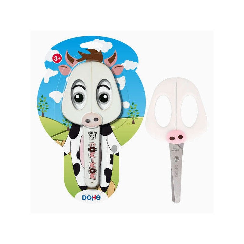 Forbici per la scuola per bambini Dohe - Acciaio inossidabile - Punte arrotondate - Coprilama - Design mucca Forbici per la scuola per bambini Dohe - Acciaio inossidabile - Punte arrotondate - Coprilama - Design mucca