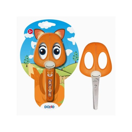 Forbici per la scuola dei bambini Dohe - Acciaio inossidabile - Punte arrotondate - Coprilama - Design Fox