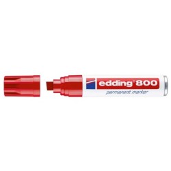 Edding 800 Rotulador Permanente - Punta Biselada - Trazo entre 4 y 12 mm. - Recargable - Secado Instantaneo - Color Rojo