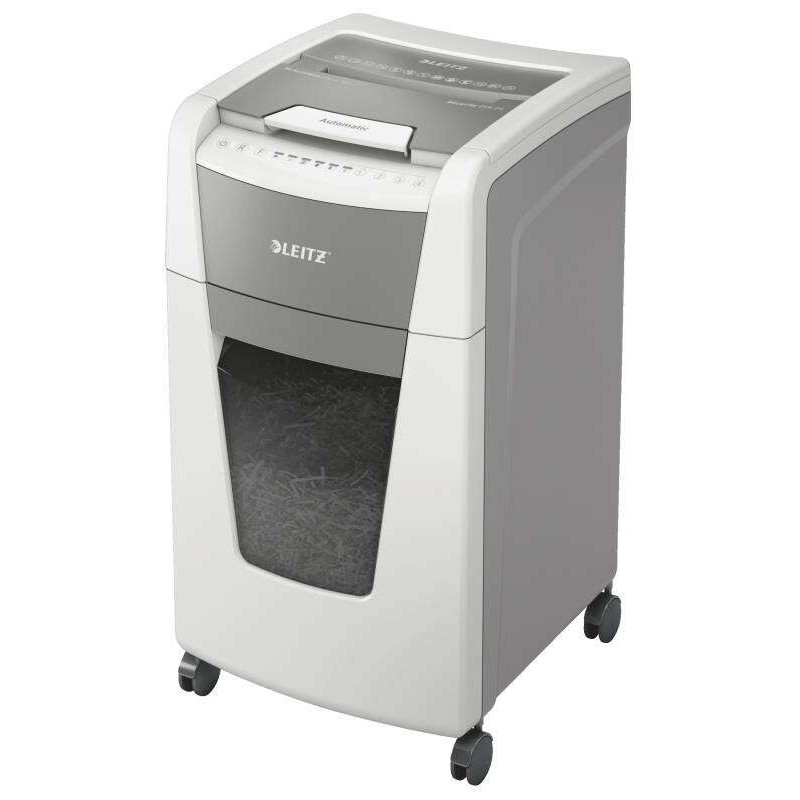 Distruggidocumenti automatico Leitz IQ 300 Autofeed P4 - Distrugge 300 fogli - Cestino da 60 litri - Taglio a particelle - Bianc Distruggidocumenti automatico Leitz IQ 300 Autofeed P4 - Distrugge 300 fogli - Cestino da 60 litri - Taglio a particelle - Bianc