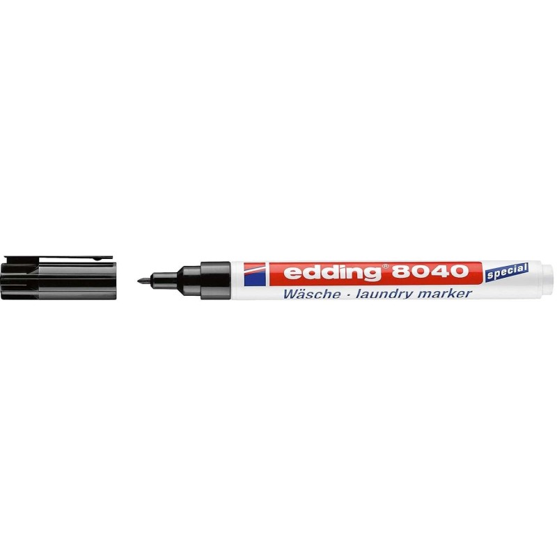 Edding 8040 Pennarello permanente per tessuti - Punta tonda - Tratto da 1 mm - Cappuccio con clip - Asciugatura rapida - Colore Edding 8040 Pennarello permanente per tessuti - Punta tonda - Tratto da 1 mm - Cappuccio con clip - Asciugatura rapida - Colore