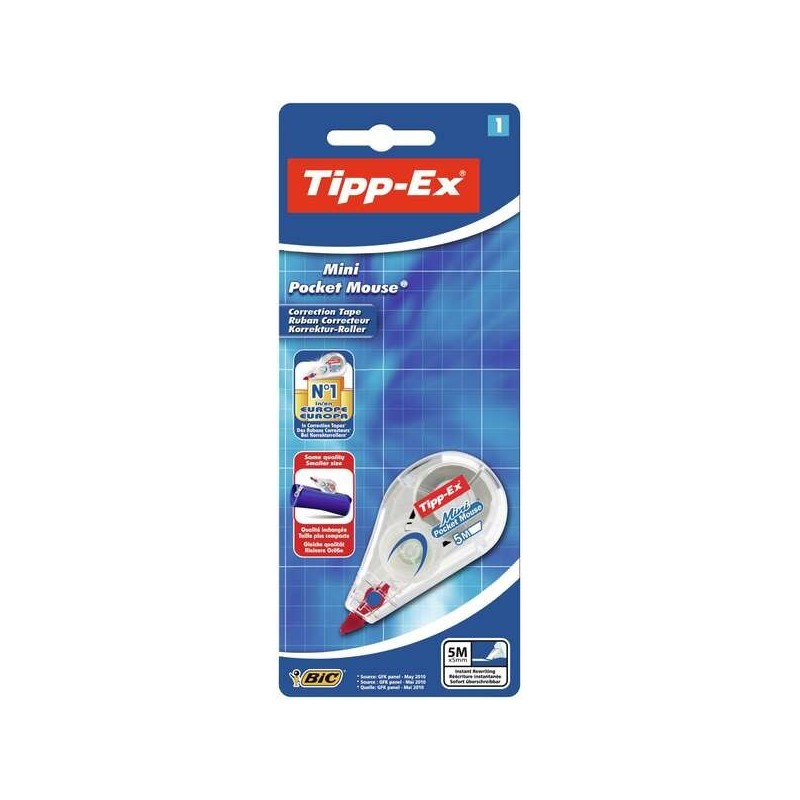 Tipp-Ex Mini Pocket Mouse Cinta Correctora 5mm x 6m - Resistente - Escritura Instantanea (Blister) Tipp-Ex Mini Pocket Mouse Cinta Correctora 5mm x 6m - Resistente - Escritura Instantanea (Blister)