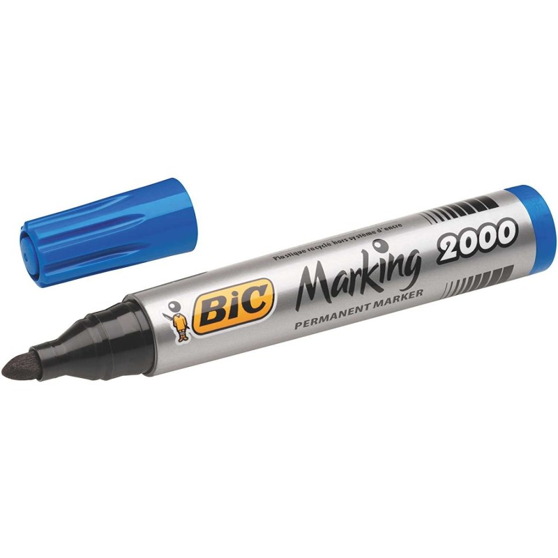 Bic Marking 2000 Ecolutions Rotulador Permanente - Tinta con Base de Alcohol - Ecologico - Secado Rapido - Color Azul Bic Marking 2000 Ecolutions Rotulador Permanente - Tinta con Base de Alcohol - Ecologico - Secado Rapido - Color Azul