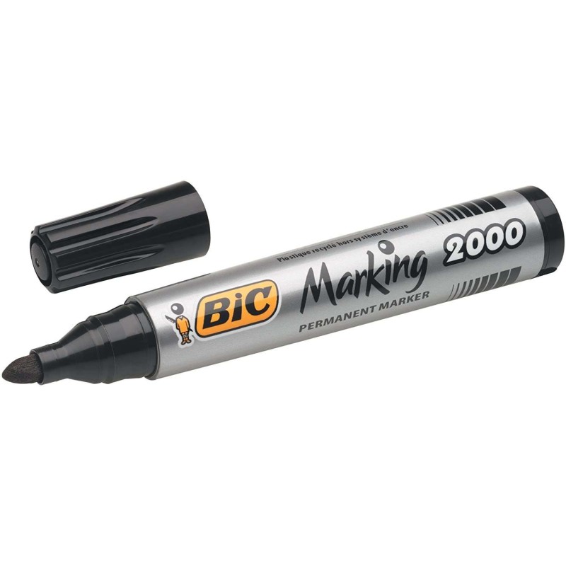 Bic Marking 2000 Ecolutions Rotulador Permanente - Tinta con Base de Alcohol - Ecologico - Secado Rapido - Color Negro Bic Marking 2000 Ecolutions Rotulador Permanente - Tinta con Base de Alcohol - Ecologico - Secado Rapido - Color Negro