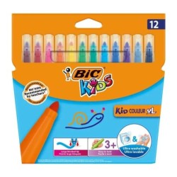 Confezione da 12 pennarelli Bic Kids Couleur XL - Punta larga - Lavabili - Colori assortiti
