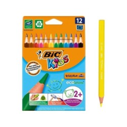 Bic Kids Evolution Triangle Confezione da 12 Matite Colorate Triangolari - Punta Ultra Resistente - Senza Legno