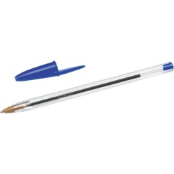 Penna a sfera originale Bic Cristal - Punta tonda da 1,0 mm - Tratto 0,4 mm - Inchiostro a base di olio - Colore blu 50pz 50pz