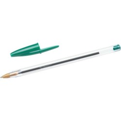 Penna a sfera originale Bic Cristal - Punta tonda da 1,0 mm - Tratto 0,4 mm - Inchiostro a base di olio - Colore verde 50pz 50pz