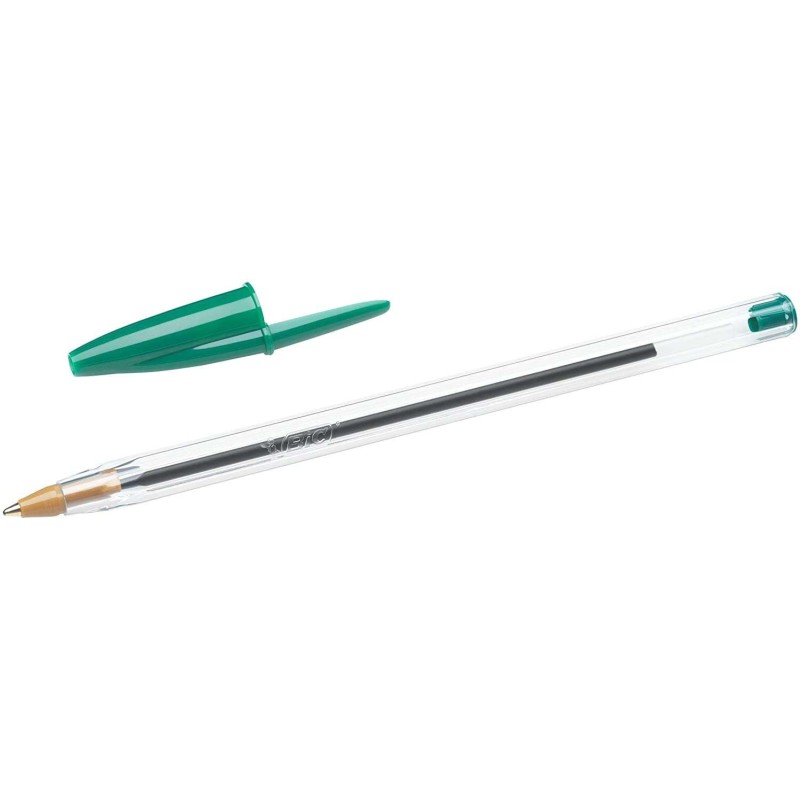 Penna a sfera originale Bic Cristal - Punta tonda da 1,0 mm - Tratto 0,4 mm - Inchiostro a base di olio - Colore verde 50pz 50pz Penna a sfera originale Bic Cristal - Punta tonda da 1,0 mm - Tratto 0,4 mm - Inchiostro a base di olio - Colore verde 50pz 50pz