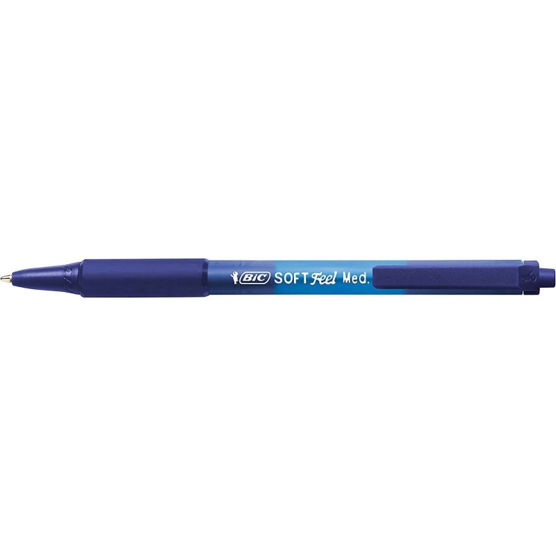 Penna a sfera retrattile Bic Soft Feel - Punta media da 1 mm - Corpo traslucido con impugnatura - Colore blu 12pz 12pz Penna a sfera retrattile Bic Soft Feel - Punta media da 1 mm - Corpo traslucido con impugnatura - Colore blu 12pz 12pz