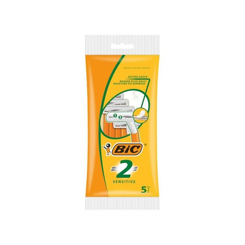Bic Sensitive 2 Confezione da 5 Rasoi Usa E Getta a 2 Lame Bic Sensitive 2 Confezione da 5 Rasoi Usa E Getta a 2 Lame