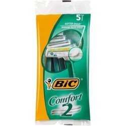 Bic Confort 2 Confezione da 5 Rasoi Usa e Getta a 2 Lame - Striscia Lubrificante con Aloe Vera