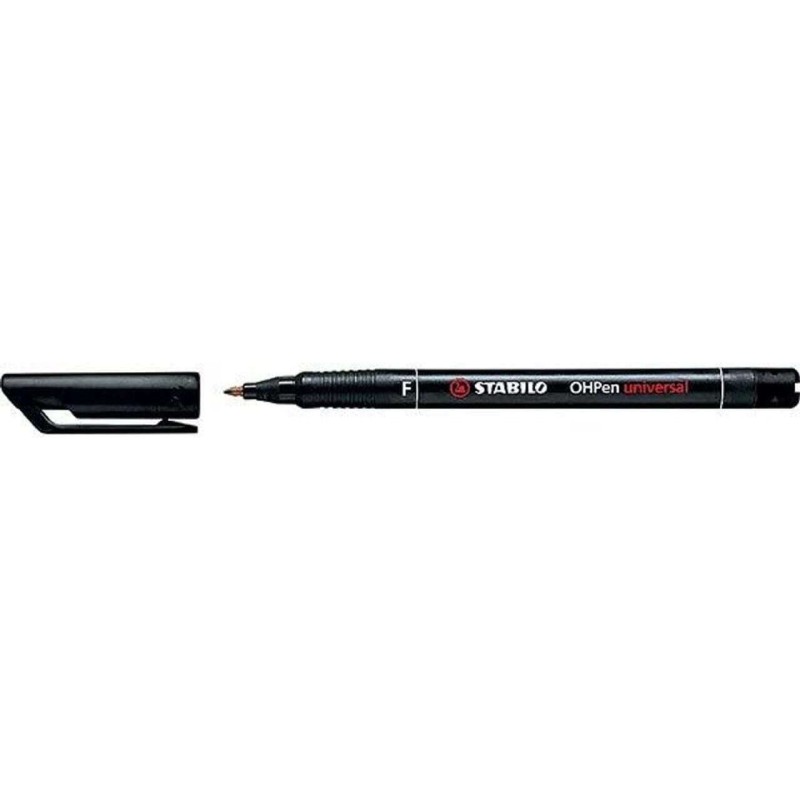 Pennarello permanente Stabilo OHPen - Punta fine - Linea da 0,7 mm - Impugnatura antiscivolo - Cappuccio ventilato - Colore nero Pennarello permanente Stabilo OHPen - Punta fine - Linea da 0,7 mm - Impugnatura antiscivolo - Cappuccio ventilato - Colore nero