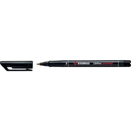 Pennarello permanente Stabilo OHPen - Punta fine - Linea da 0,7 mm - Impugnatura antiscivolo - Cappuccio ventilato - Colore nero
