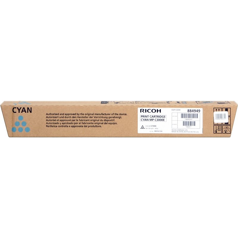 Cartuccia toner ciano originale Ricoh Aficio MP-C2500/MP-C3000 - 888643/888639/884949/842033 Cartuccia toner ciano originale Ricoh Aficio MP-C2500/MP-C3000 - 888643/888639/884949/842033