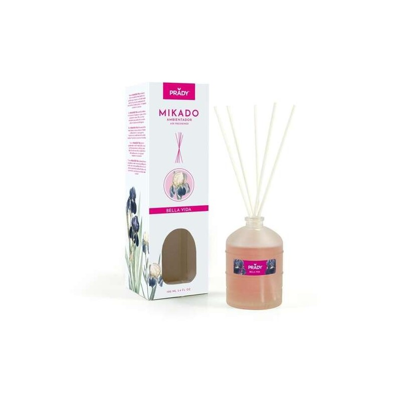 Prady Mikado Belle Epoque Deodorante per ambienti - Flacone in vetro da 100 ml e bacchette diffusori Prady Mikado Belle Epoque Deodorante per ambienti - Flacone in vetro da 100 ml e bacchette diffusori