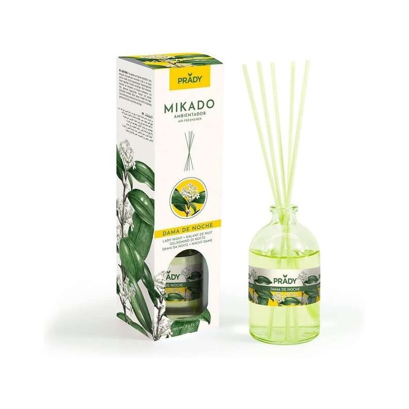 Prady Lady of the Night Mikado Deodorante per ambienti - Flacone in vetro da 100 ml e bacchette diffusori Prady Lady of the Night Mikado Deodorante per ambienti - Flacone in vetro da 100 ml e bacchette diffusori