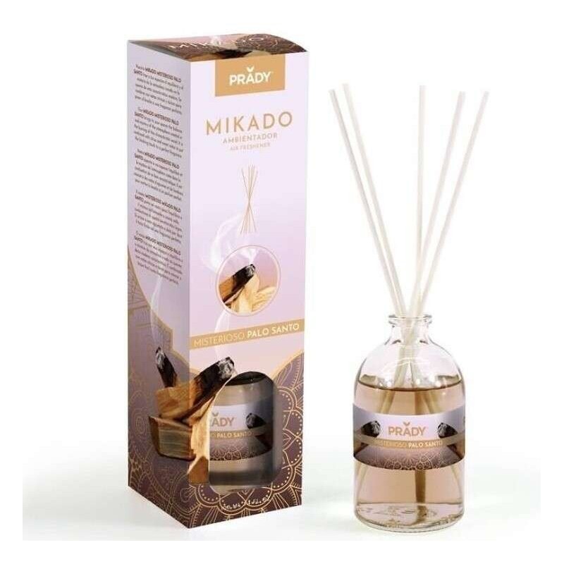 Prady Mikado Mysterious Palo Santo Deodorante per ambienti - Bottiglia di vetro da 100 ml e bacchette diffusore Prady Mikado Mysterious Palo Santo Deodorante per ambienti - Bottiglia di vetro da 100 ml e bacchette diffusore