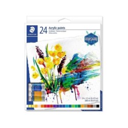 Staedtler 8500 Pack de 24 Tubos de Pintura Acrilica - Facil de Mezclar - Para Amplia Variedad de Superficies - Colores Surtidos
