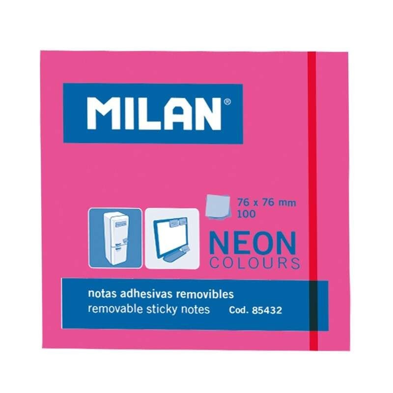 Blocco Milan da 100 foglietti adesivi - Rimovibili - 76 mm x 76 mm - Colore rosa neon Blocco Milan da 100 foglietti adesivi - Rimovibili - 76 mm x 76 mm - Colore rosa neon