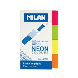Blocco Milano da 160 Punti Pagina Neon - Rimovibile - Misure 50mm x 20mm - Colori Assortiti