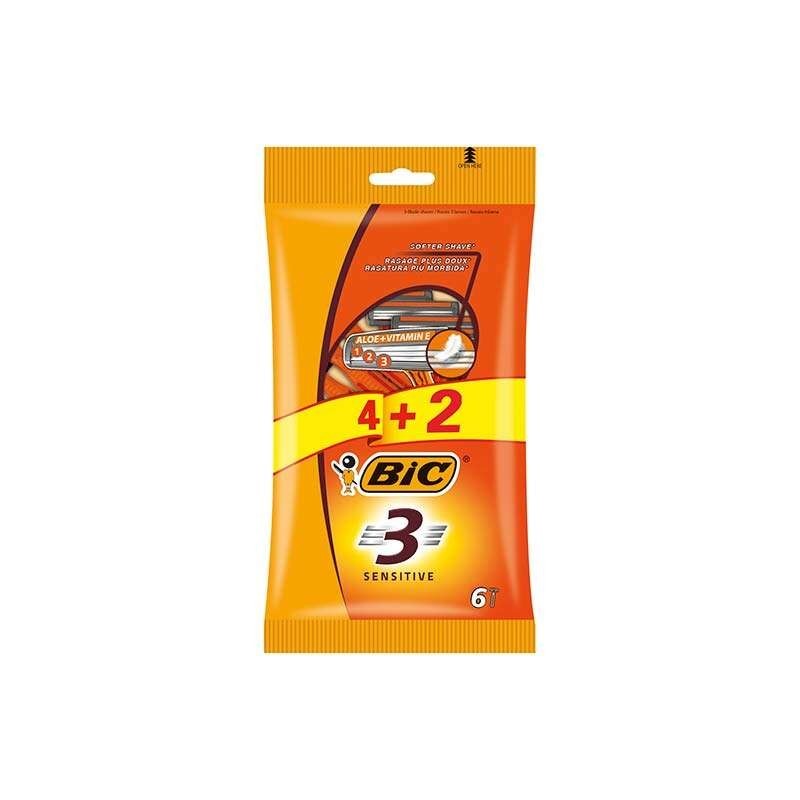 Bic Sensitive 3 Confezione da 4+2 Rasoi Usa e Getta a 3 Lame - Striscia Lubrificante con Aloe Vera Bic Sensitive 3 Confezione da 4+2 Rasoi Usa e Getta a 3 Lame - Striscia Lubrificante con Aloe Vera
