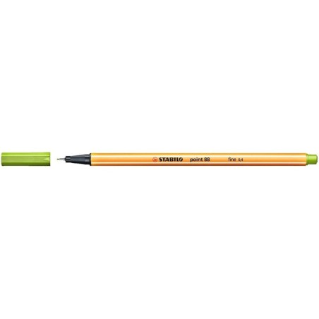 Pennarello Stabilo Point 88 con punta a fibra fine - Tratto da 0,4 mm - Inchiostro a base acqua - Colore verde mela 10pz 10pz