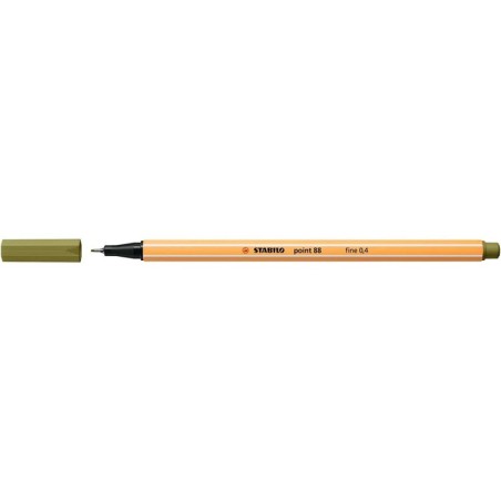 Pennarello Stabilo Point 88 a fibra fine - Tratto da 0,4 mm - Inchiostro a base acqua - Colore Verde Fango 10pz 10pz